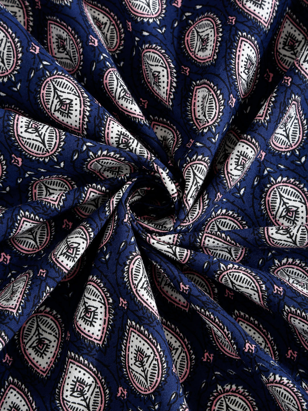 Rajasthan Decor Blue And pink Cotton Buti Print King Bed sheet with 2 Pillow Covers