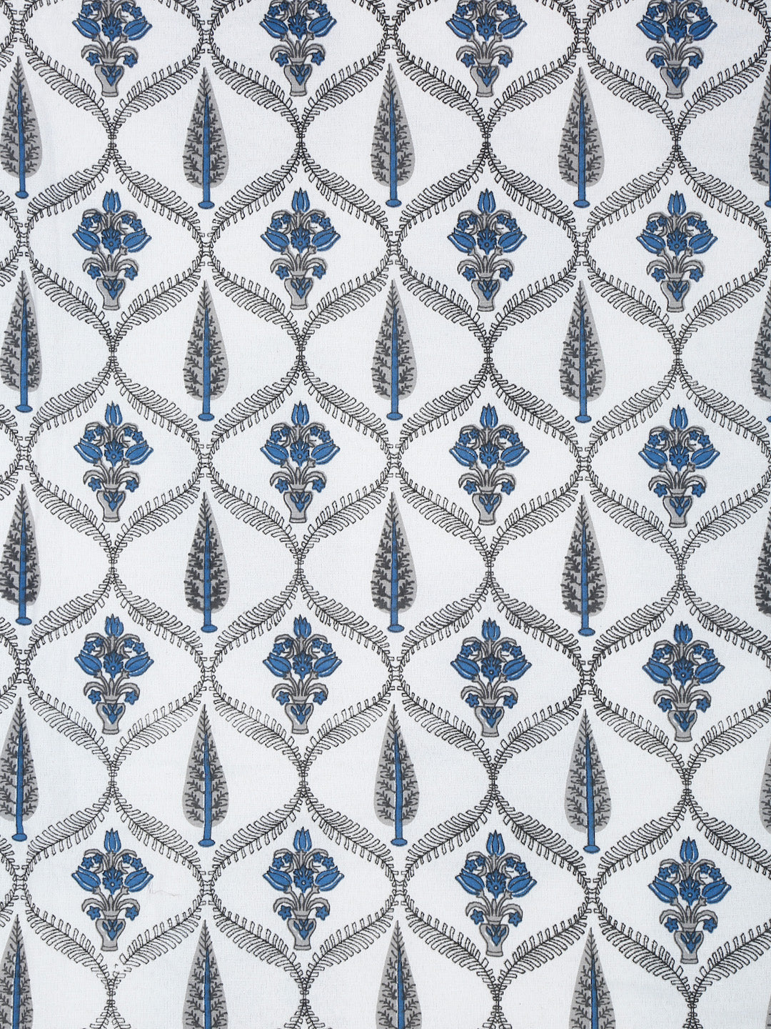 White and Blue Printed 120 GSM Revesible Cotton Single Bed AC Dohar