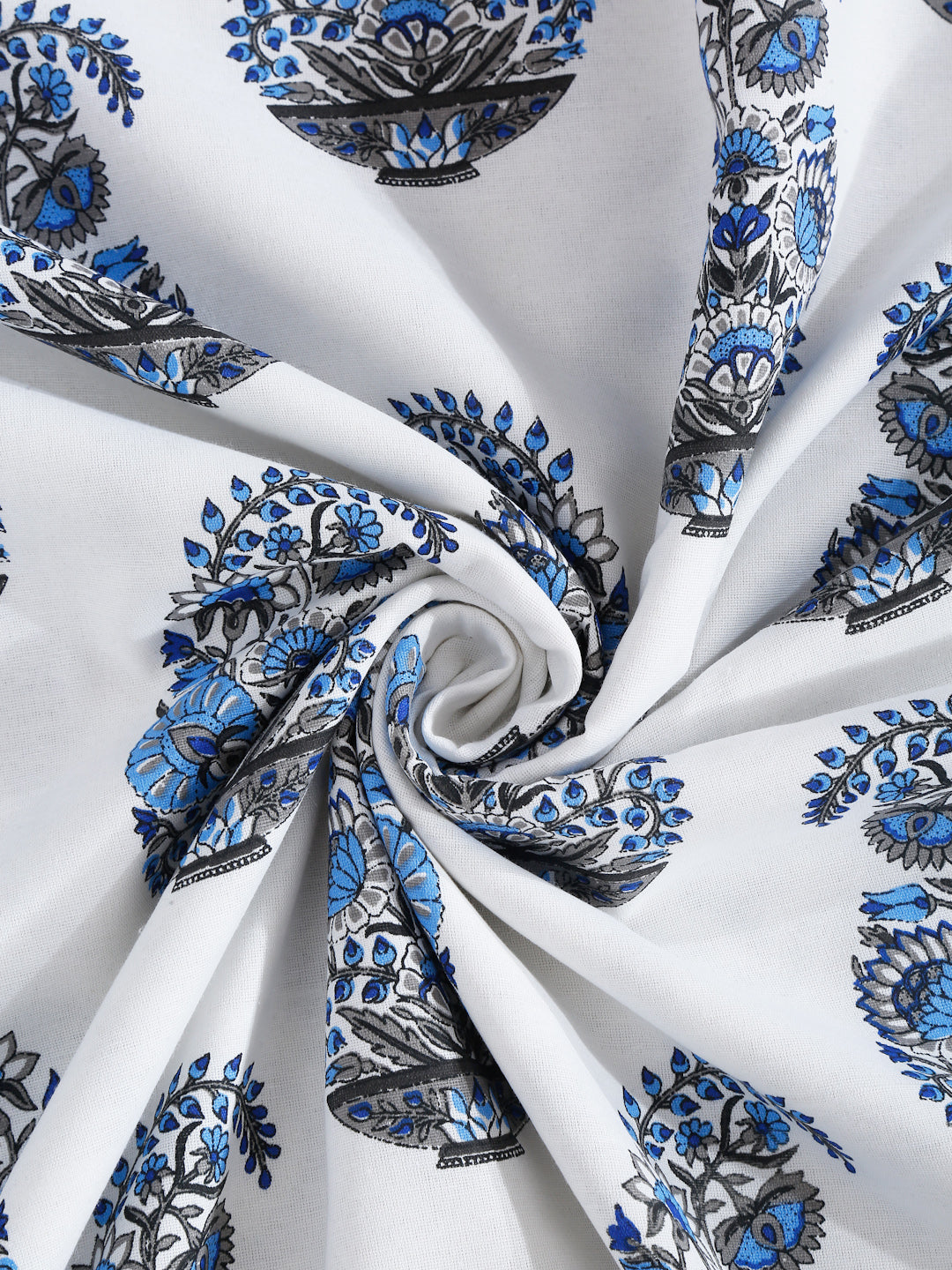White and Blue Printed 120 GSM Revesible Cotton Single Bed AC Dohar