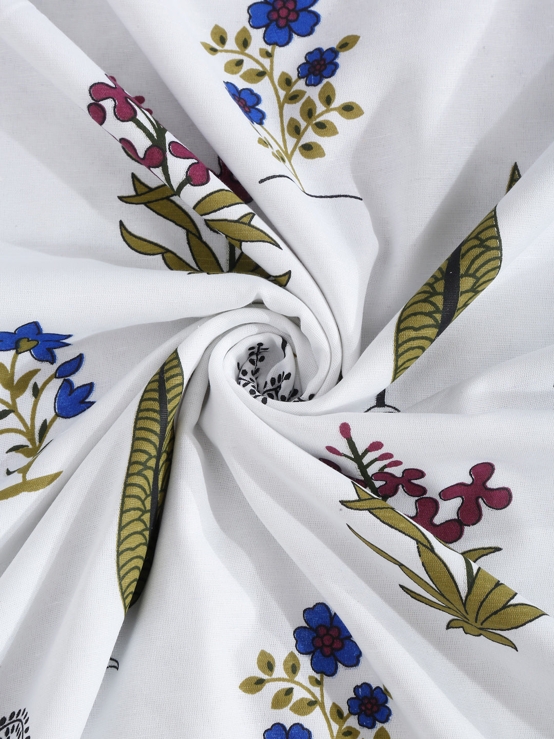 White Ethnic Printed 120 GSM Revesible Cotton Double Bed AC Dohar