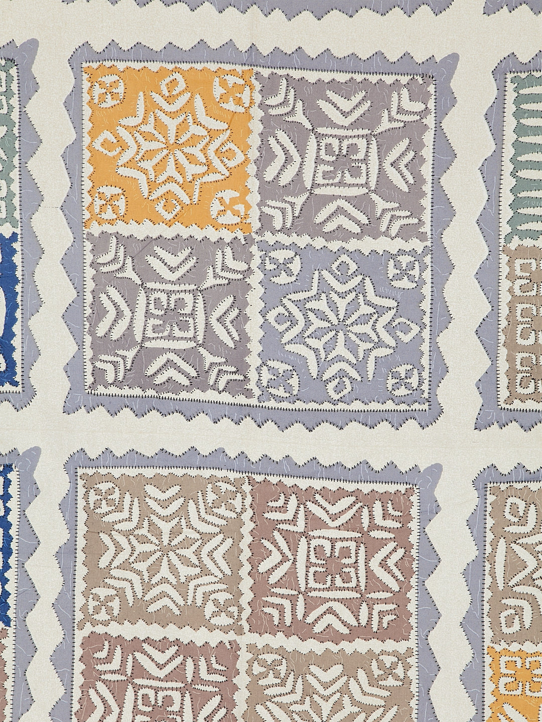 Screen Block Print Jaipuri Cotton Geometric Pattern King Size Bedsheet with 2 Pillow Covers