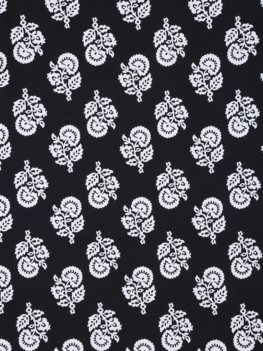Cotton Floral Print Black Color Double Bed sheet with 2 Pillow Covers