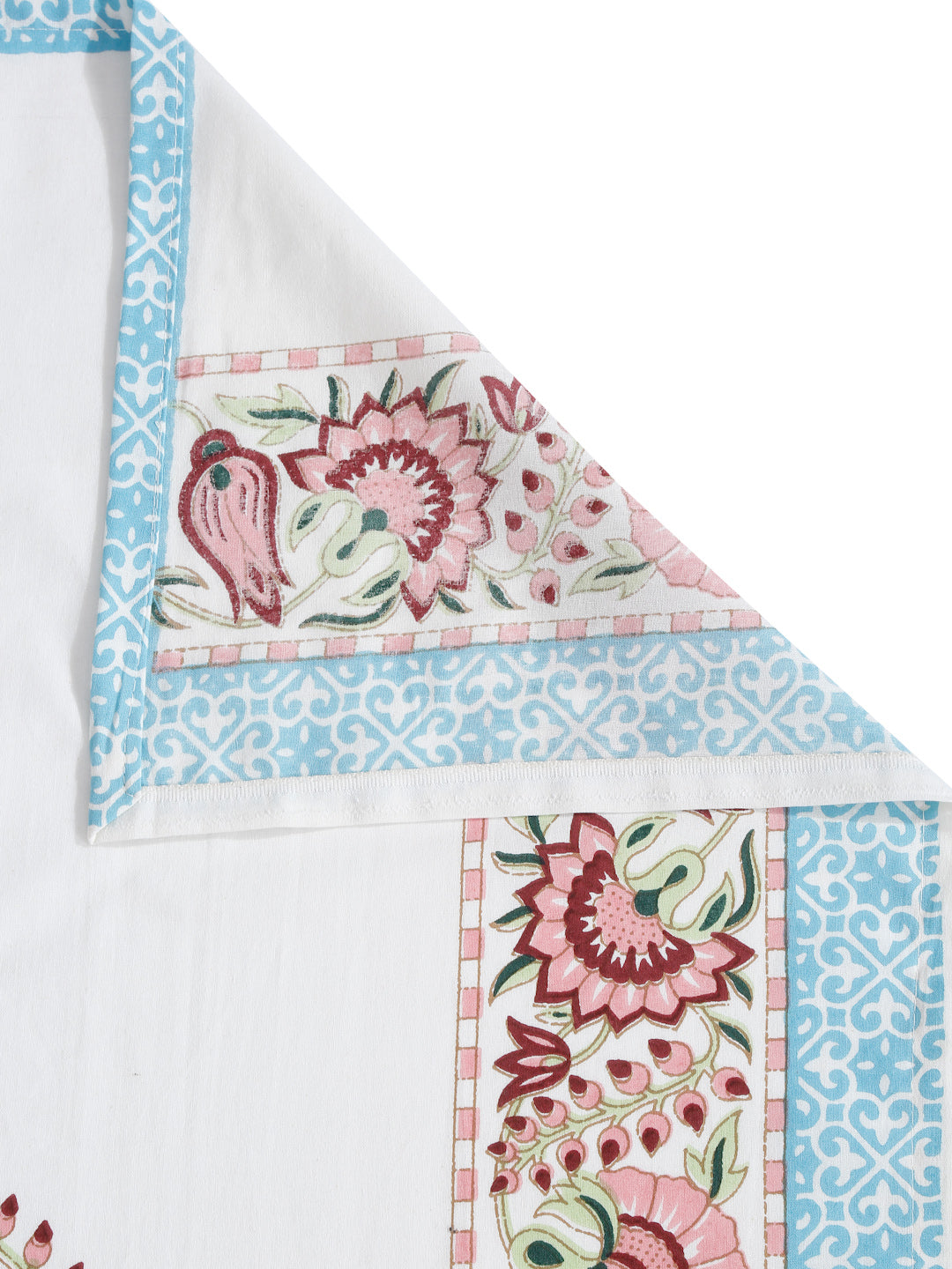 White Cotton Paisley Print King Bed sheet with 2 Pillow Covers