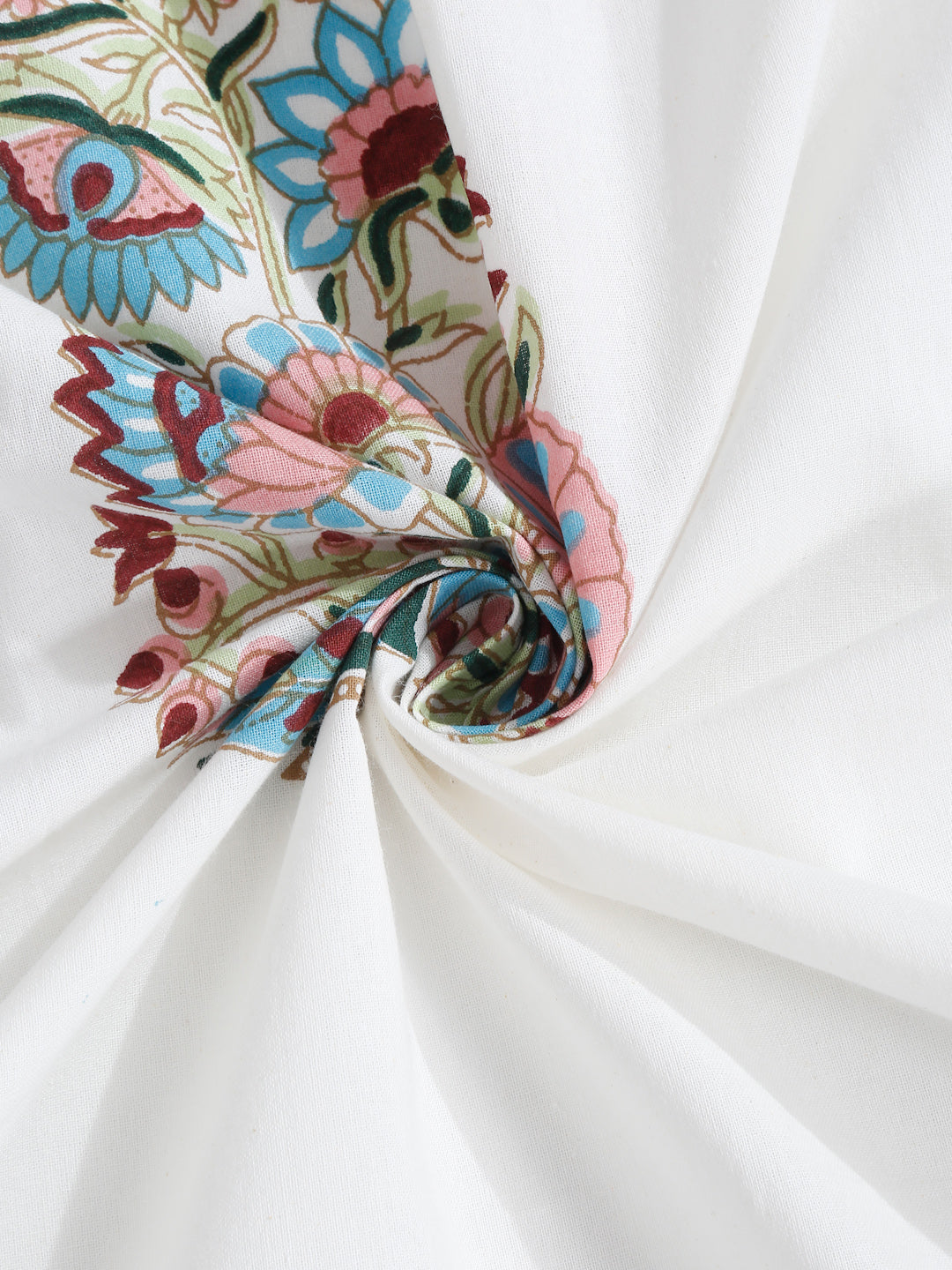 White Cotton Paisley Print King Bed sheet with 2 Pillow Covers