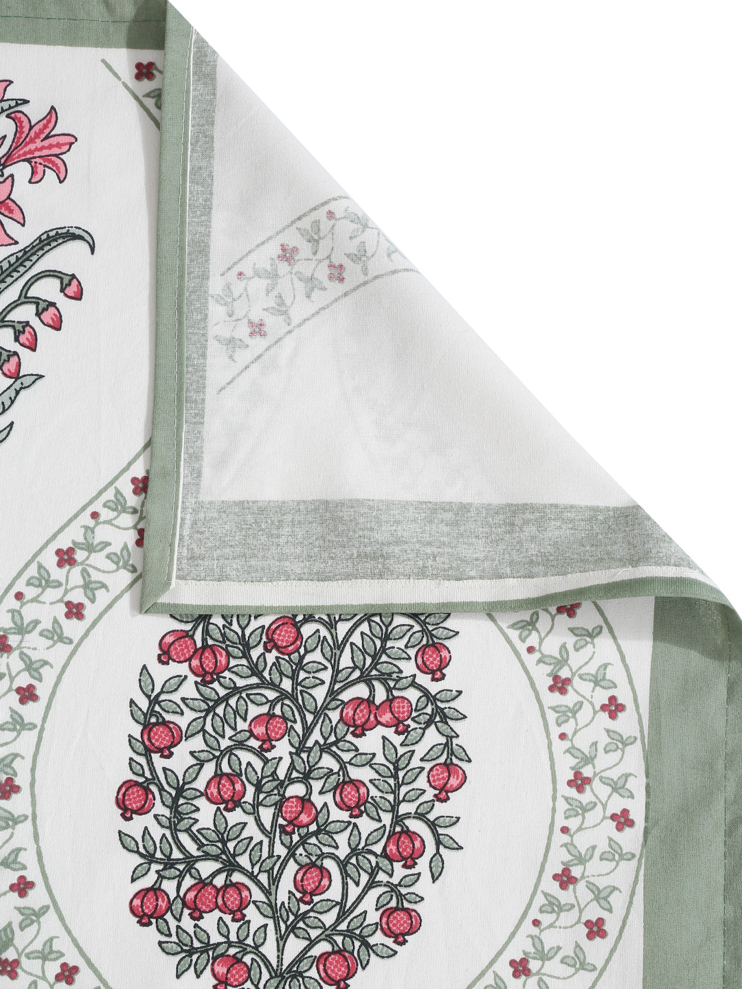 Cream Cotton Floral Print King Bed sheet with 2 Pillow Covers