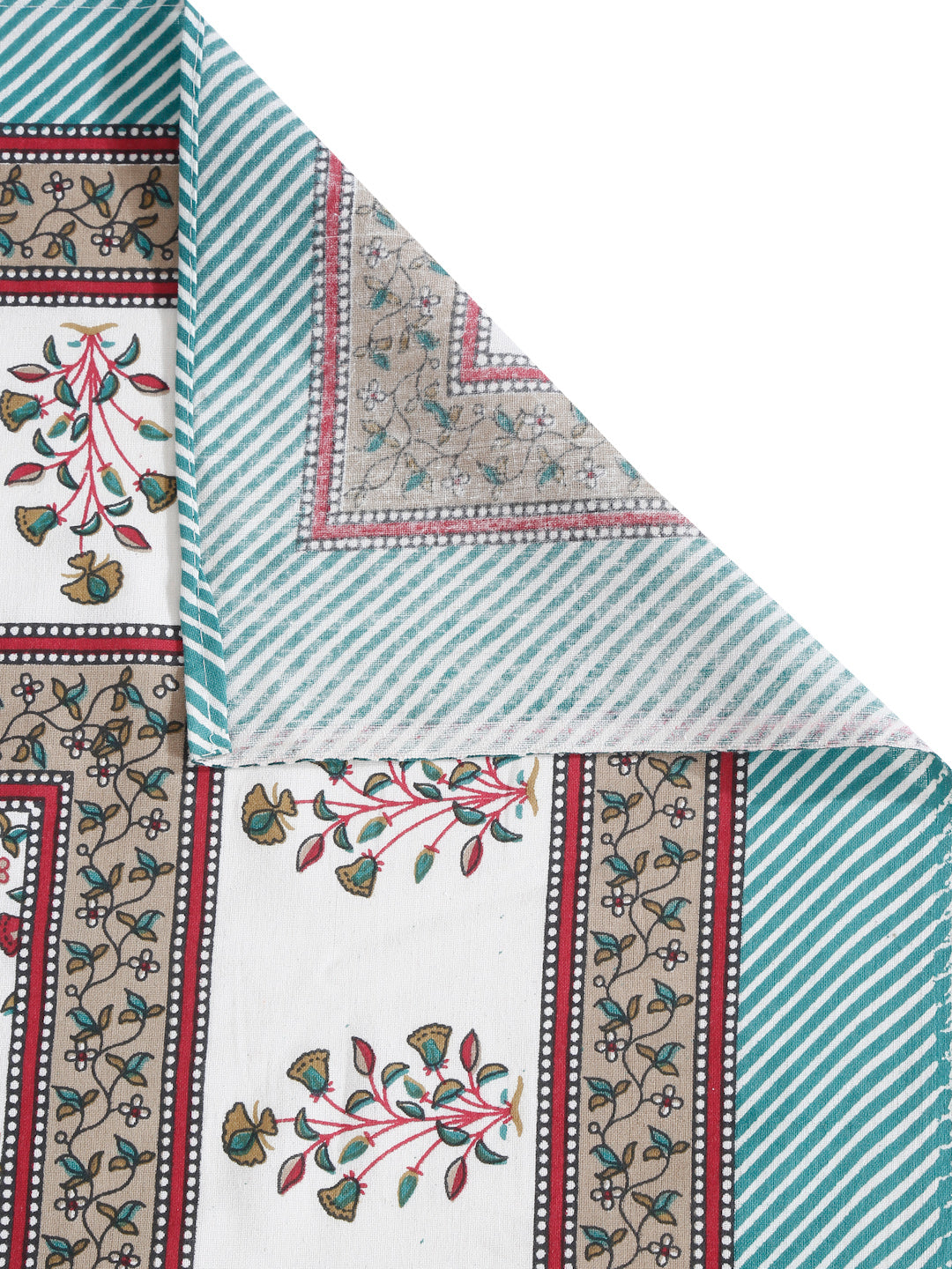 Rajasthan Decor White Cotton Floral Print Queen Bed sheet with 2 Pillow Covers