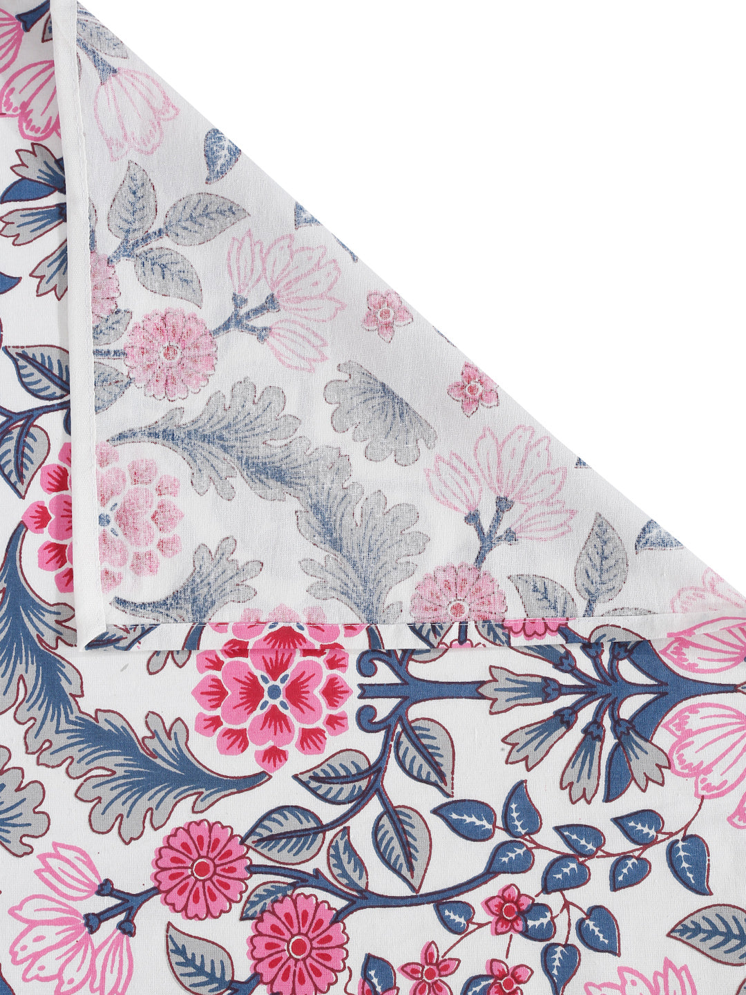 White Color Peach Floral Print Cotton King Size Bed sheet with 2 Pillow Covers