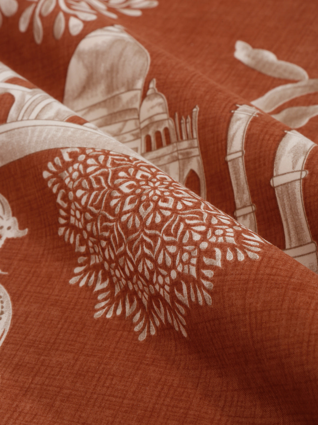 Floral Print Maroon Cotton King Size Bed sheet with 2 Pillow Covers