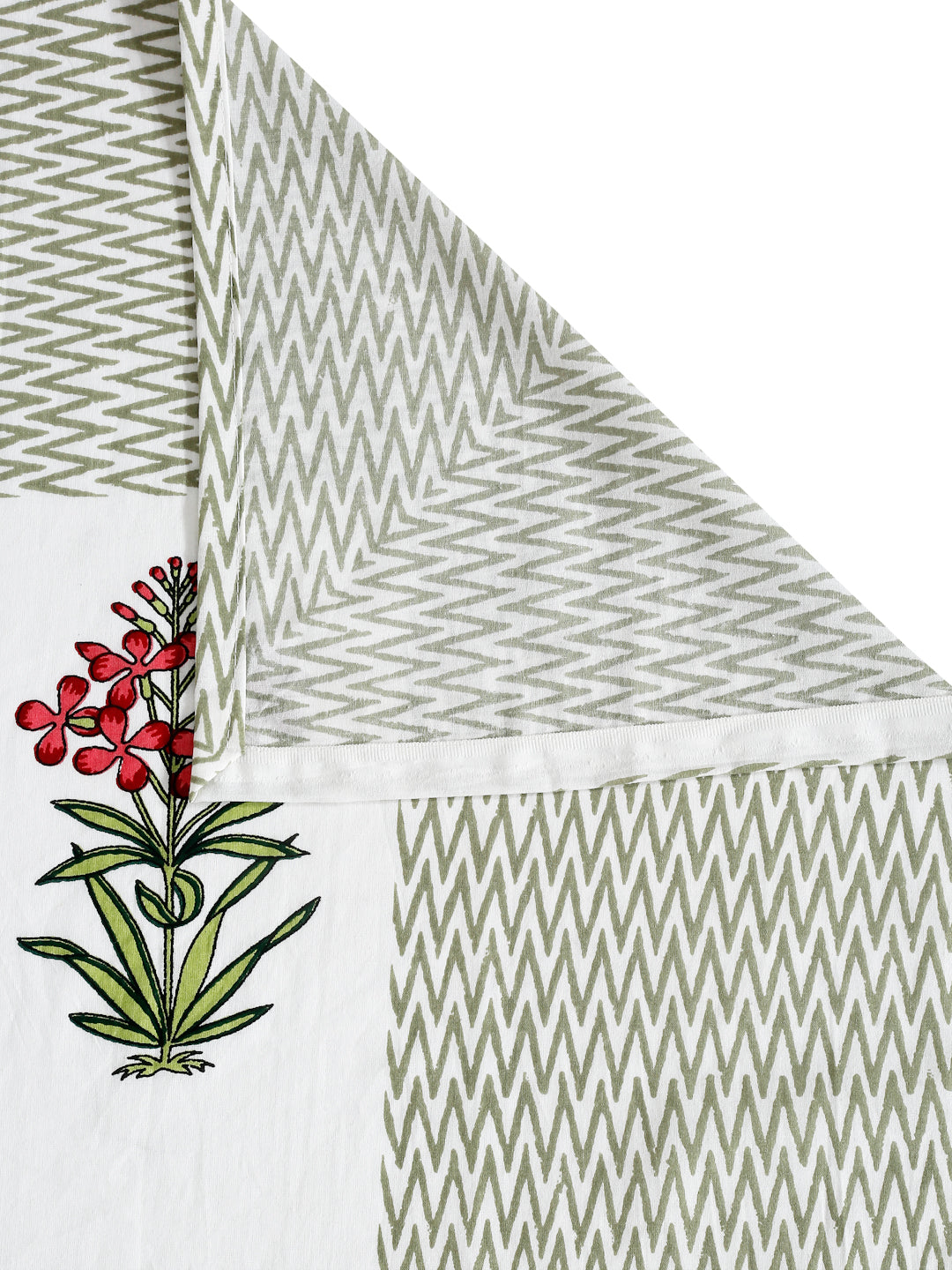 White Floral Print 180 TC Cotton King Bed sheet with 2 Pillow Covers