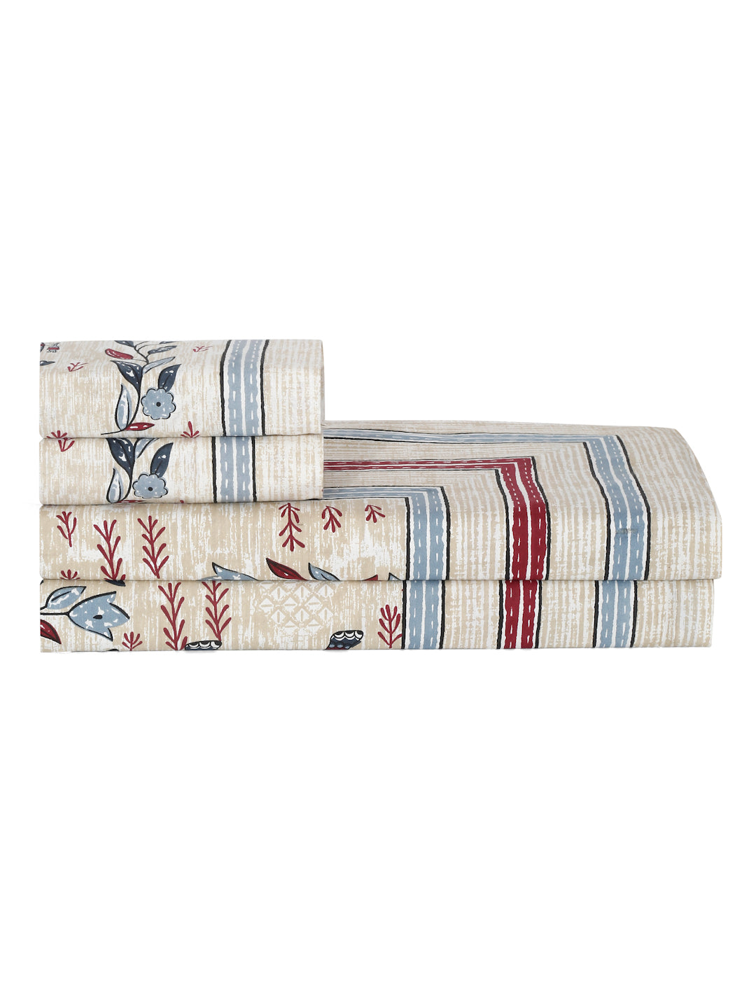 Light Beige Animal Print 144 TC Cotton Double Bed sheet with 2 Pillow Covers