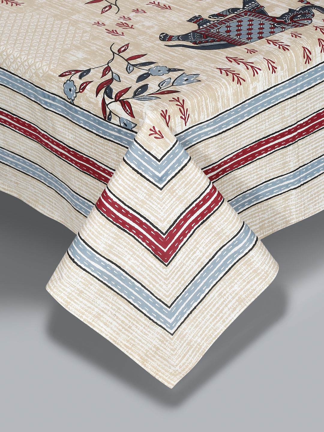 Light Beige Animal Print 144 TC Cotton Double Bed sheet with 2 Pillow Covers