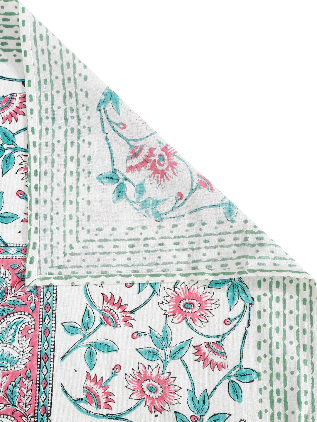White and Red 6 Seater Printed Cotton Table Cover (60 x 90 Inch)