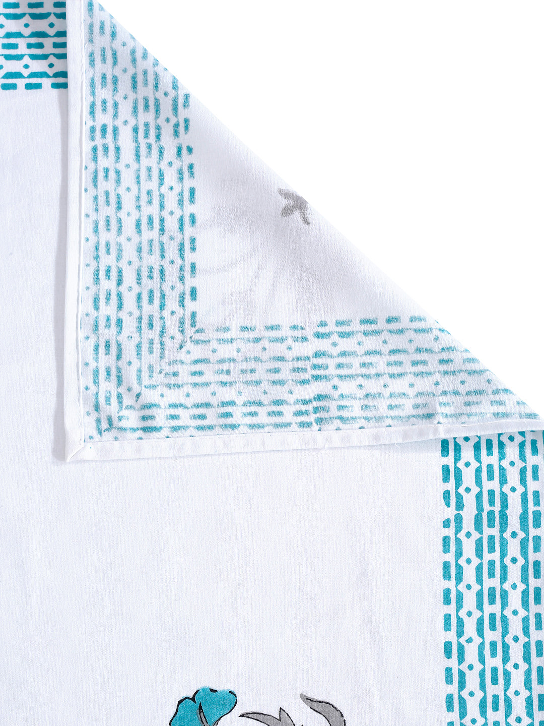 White and Red 6 seater Block Printed Cotton Table Cover-60x90 inch