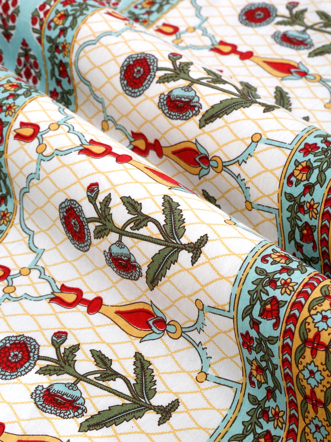 6 seater Block Printed Cotton Table Cover-60x90 inch