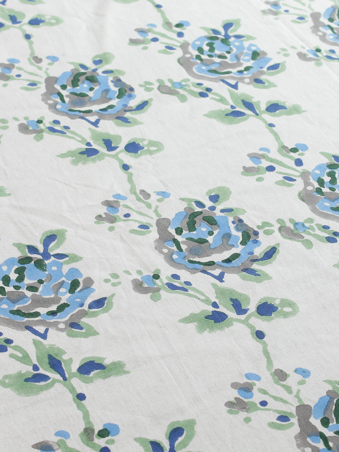 White and Blue 6 Seater Printed Cotton Table Cover (60 x 90 Inch)