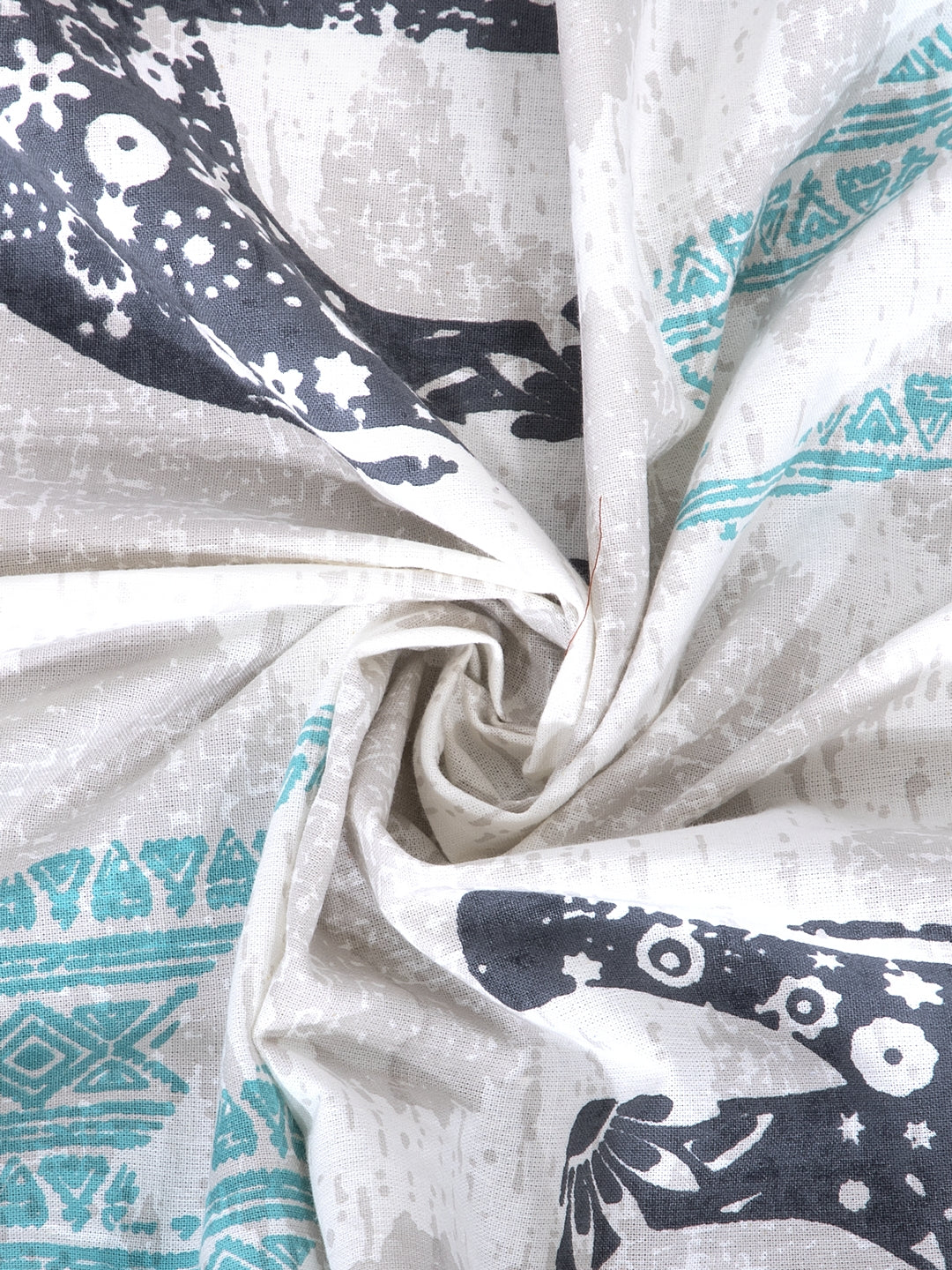 Rajasthan Décor Set of 8 White and Grey Color Animal Print Jaipuri Cotton Diwan set