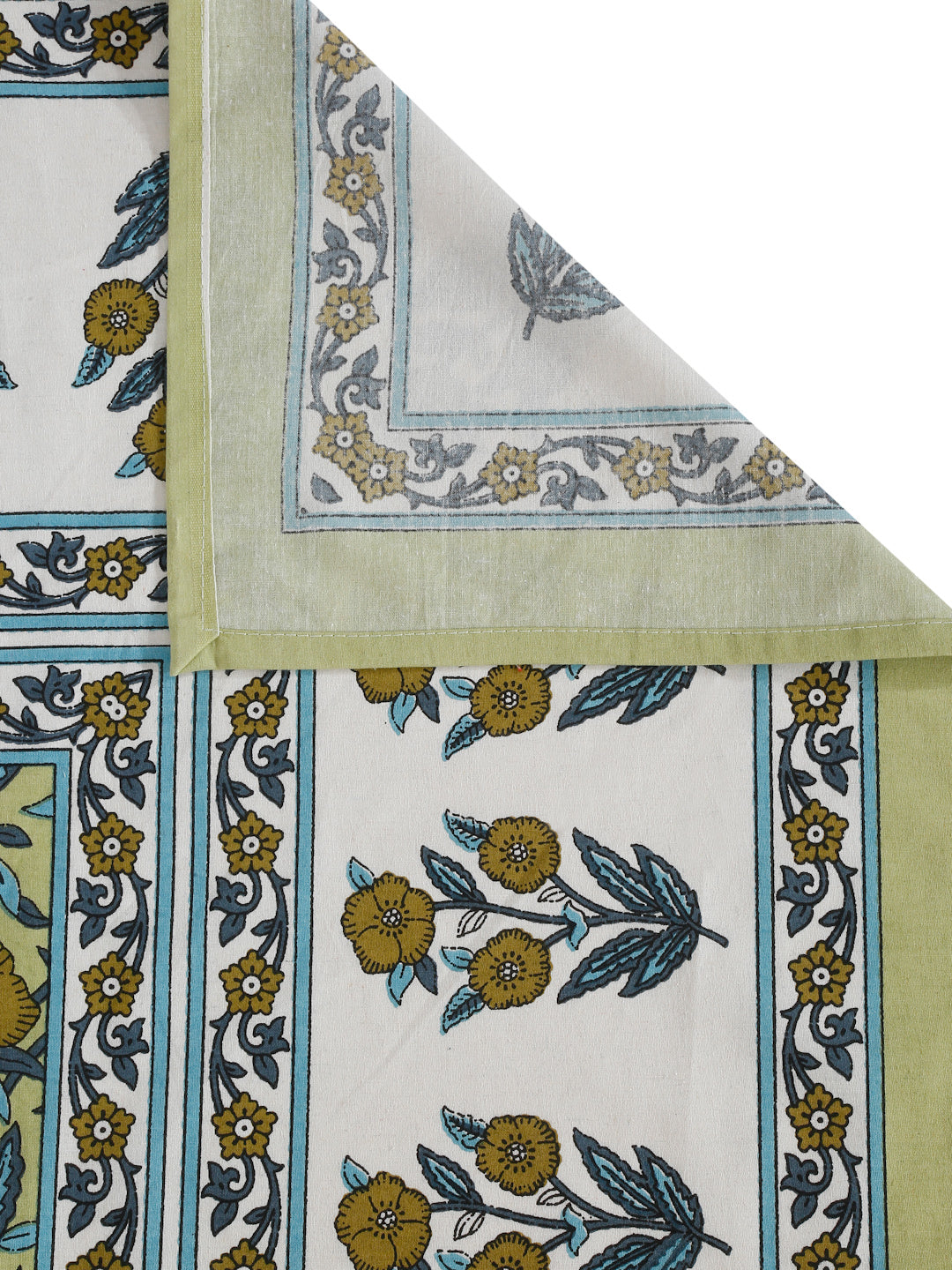 Green Floral Print Cotton Double Bed sheet with 2 Pillow Covers