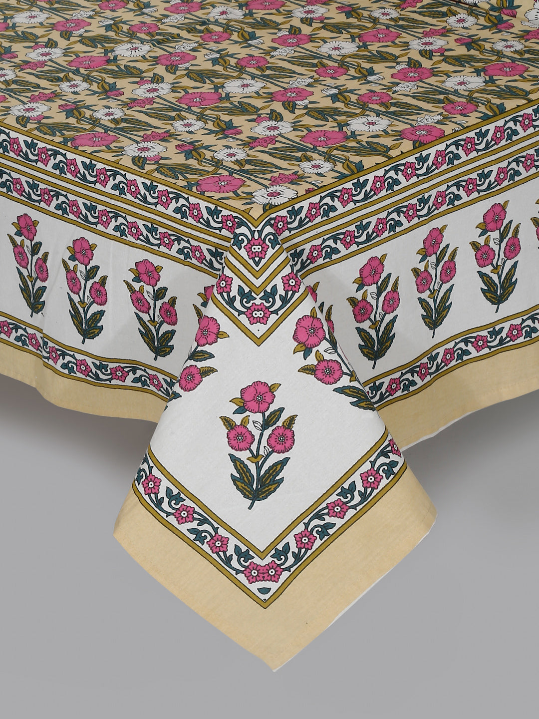 Yellow Floral Print Cotton Double Bed sheet with 2 Pillow Covers