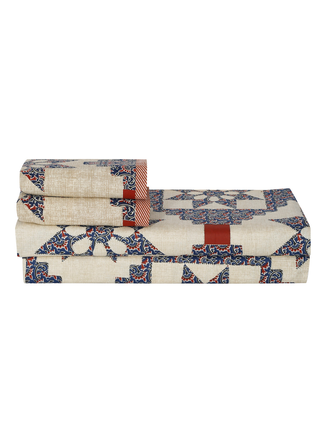 King Size Floral Print Cotton Bed Sheet with 2 Pillow Covers