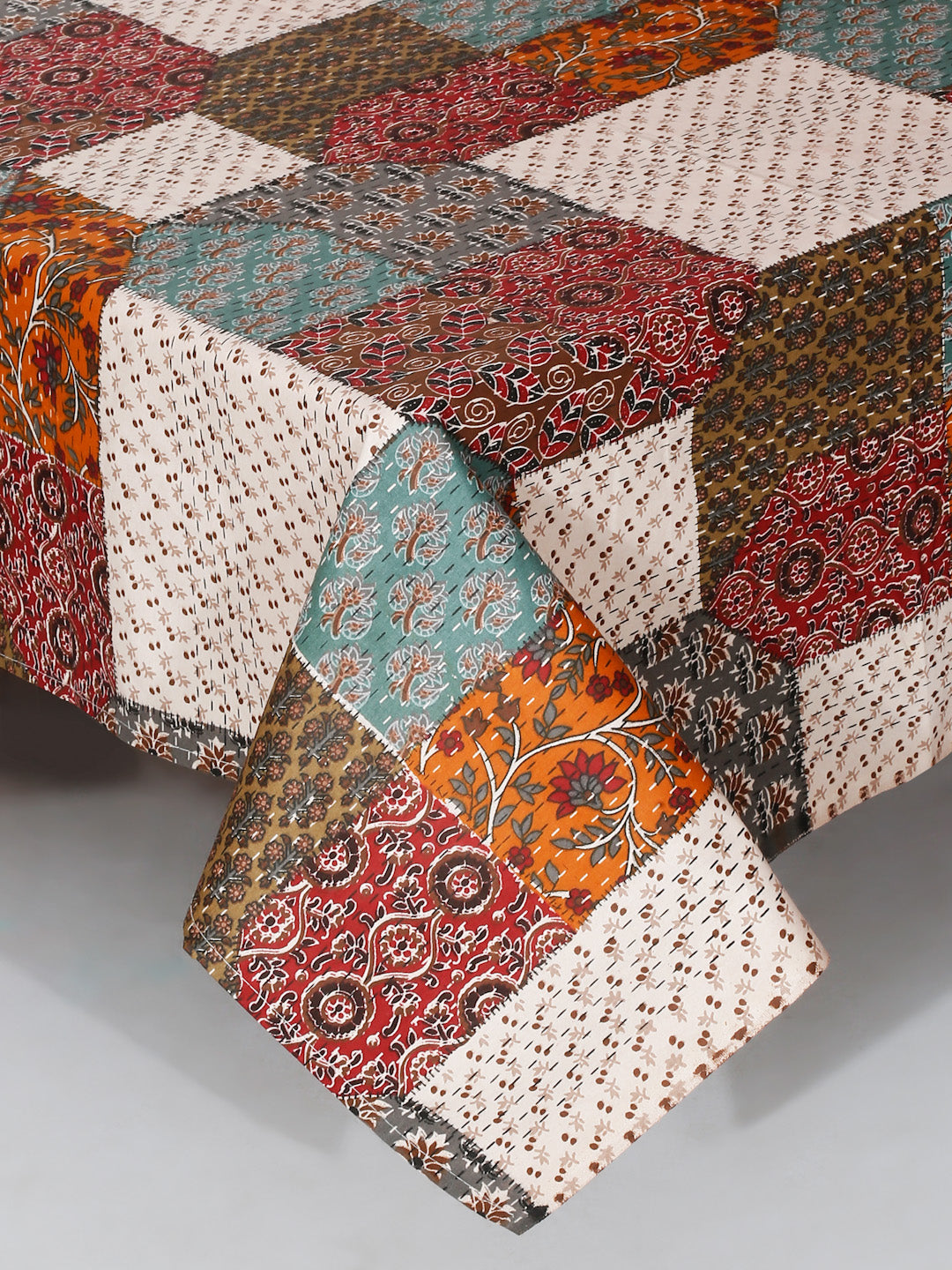 King Size Geometric Print Cotton Bed Sheet with 2 Pillow Covers