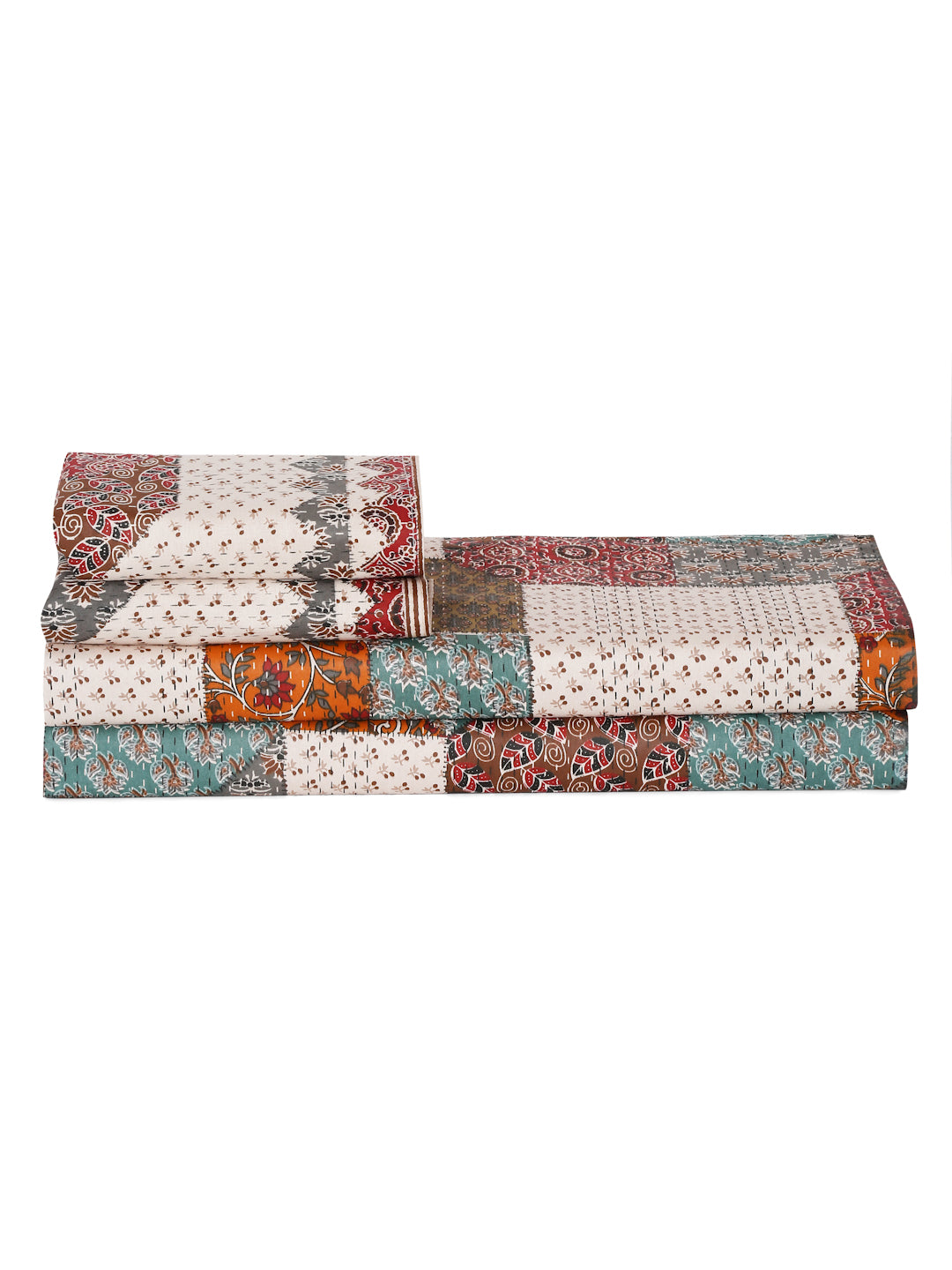 King Size Geometric Print Cotton Bed Sheet with 2 Pillow Covers
