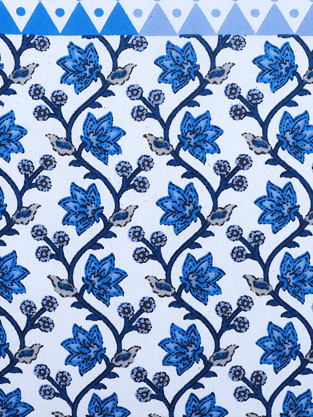 Rajasthan Décor Hand Block Floral Sky Blue Cotton Cushion Cover set of 2 (16x16 inches)