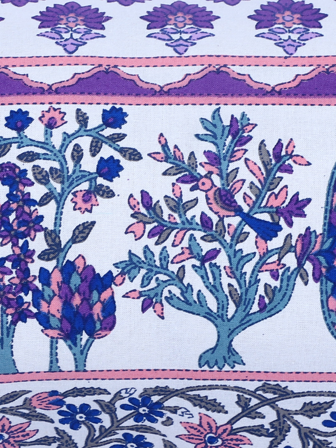 Rajasthan Décor Hand Block Floral White and Indigo Cotton Cushion Cover set of 2 (12x18 inches)