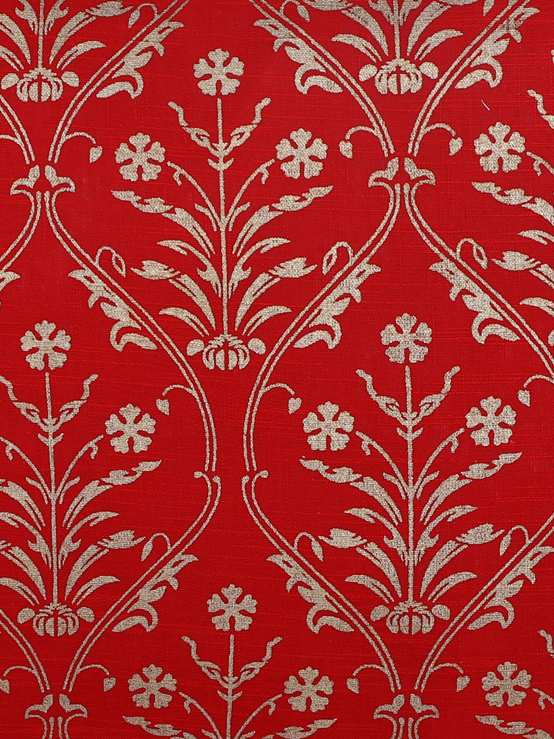 Rajasthan Décor Hand Block Floral Red and Gold Cotton Cushion Cover set of 2 (16x16 inches)