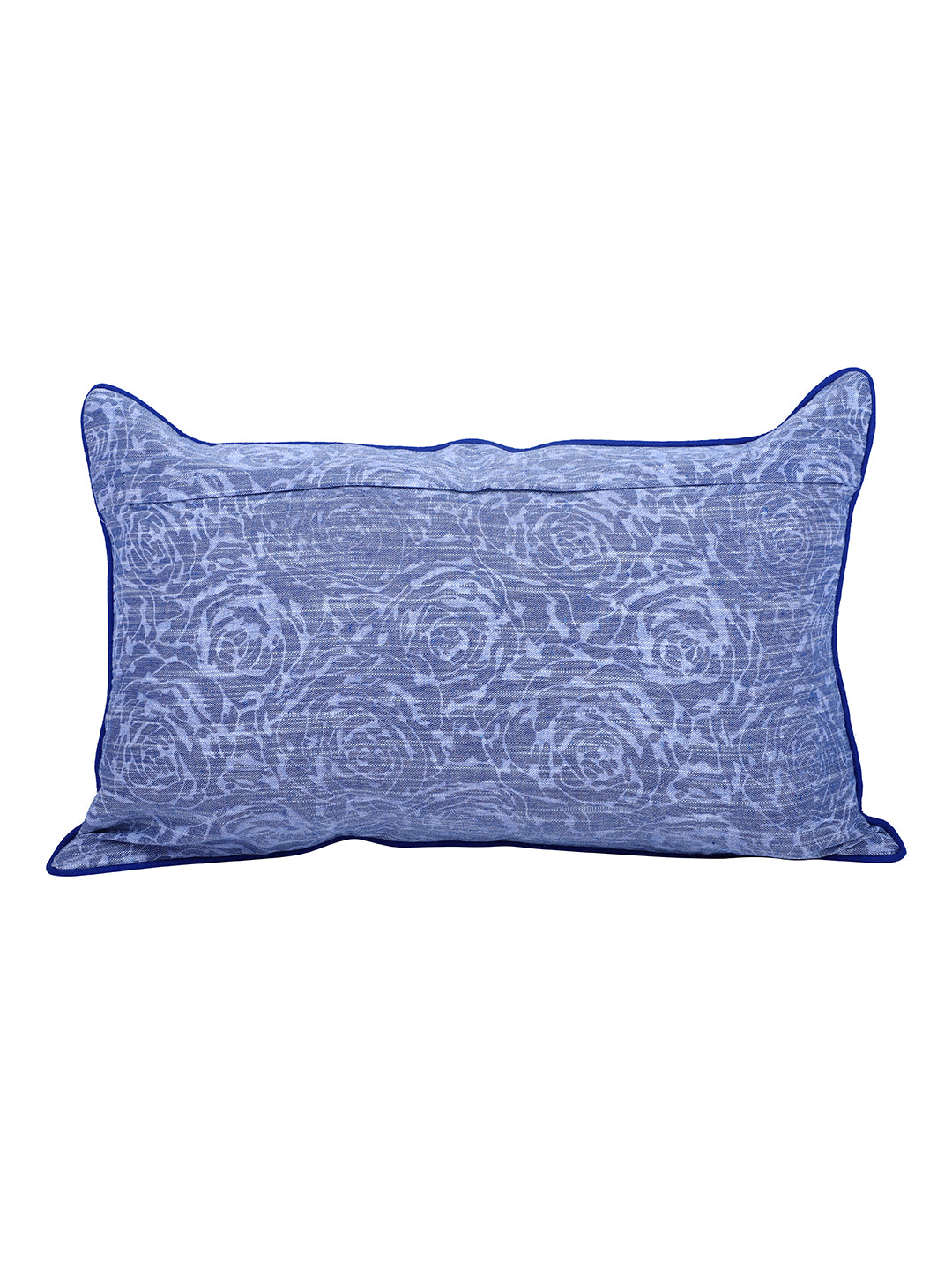 Rajasthan Décor Hand Block Floral Sky Blue Cotton Cushion Cover set of 2 (12x18 inches)