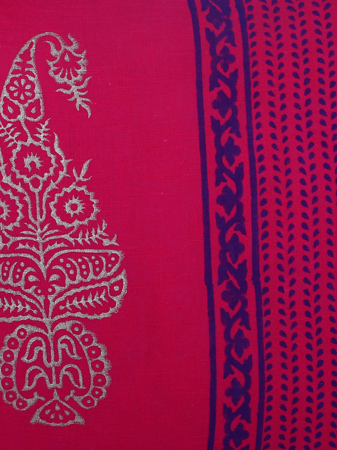 Rajasthan Décor Hand Block Floral Maroon Cotton Cushion Cover set of 2 (16x16 inches)