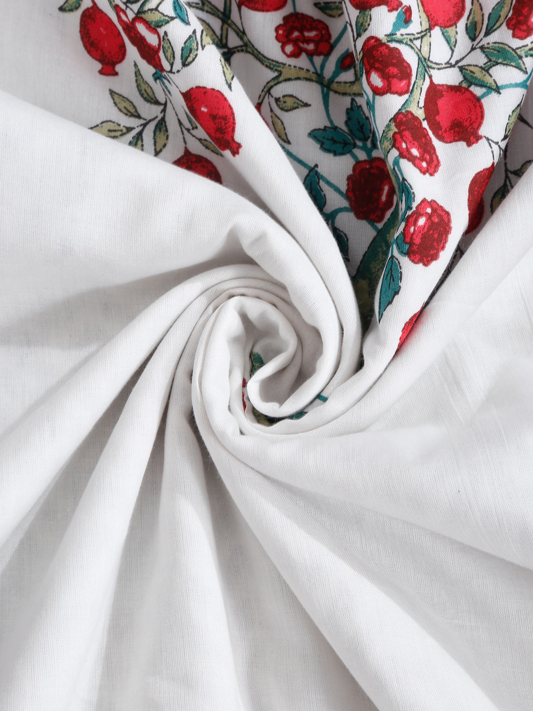 Rajasthan Decor White and Red Floral Print Reversible Jaipuri Double Bed Dohar