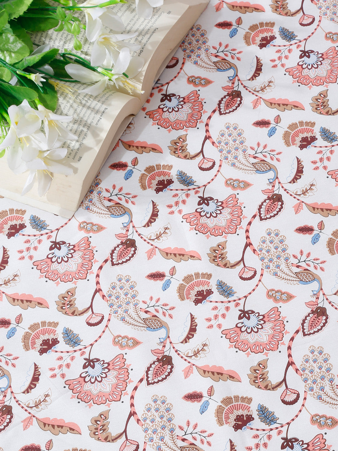 White and Pink Floral Printed 120 GSM Revesible Cotton Double Bed AC Dohar