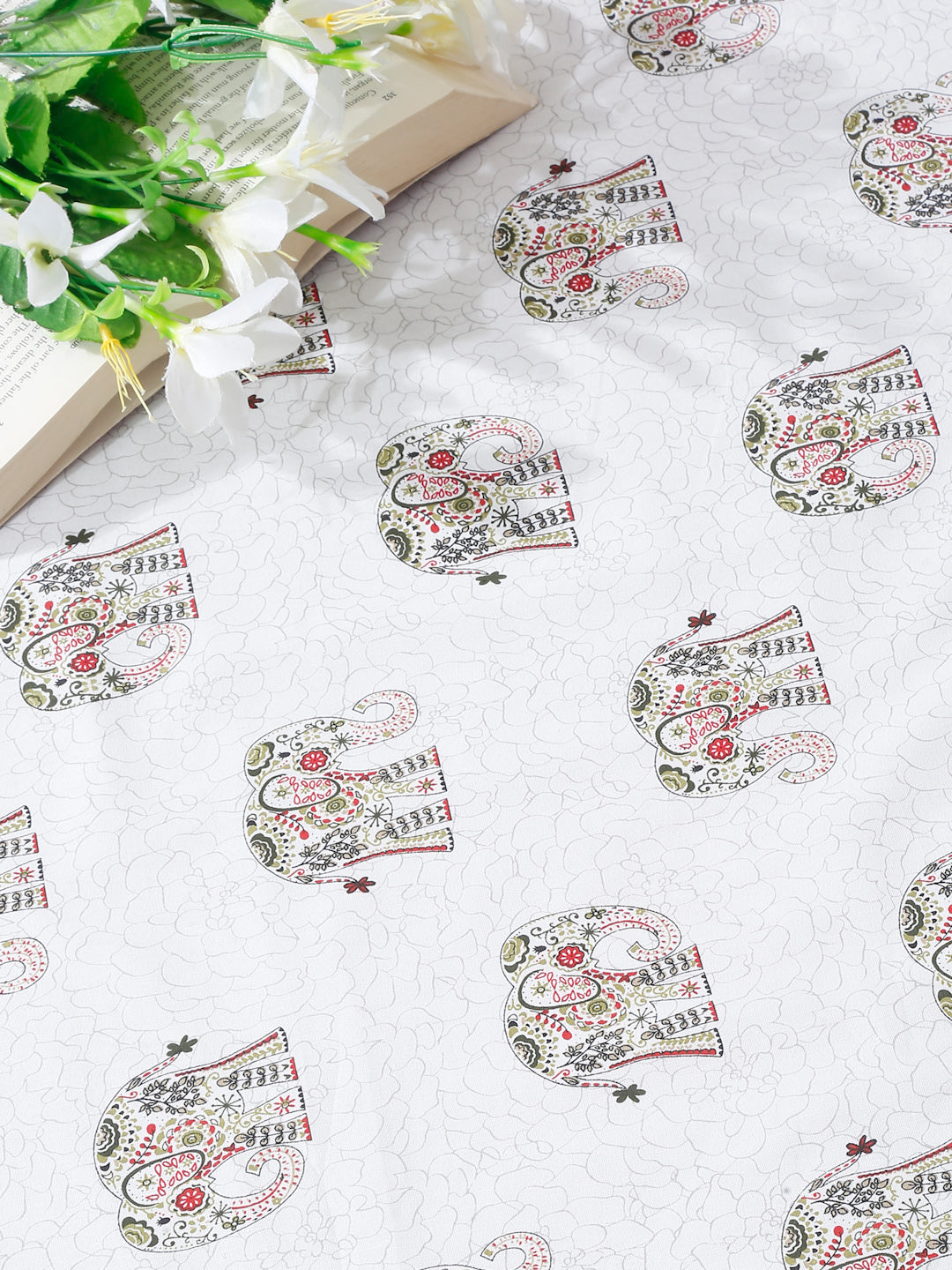 White Animal Printed 120 GSM Revesible Cotton Double Bed AC Dohar