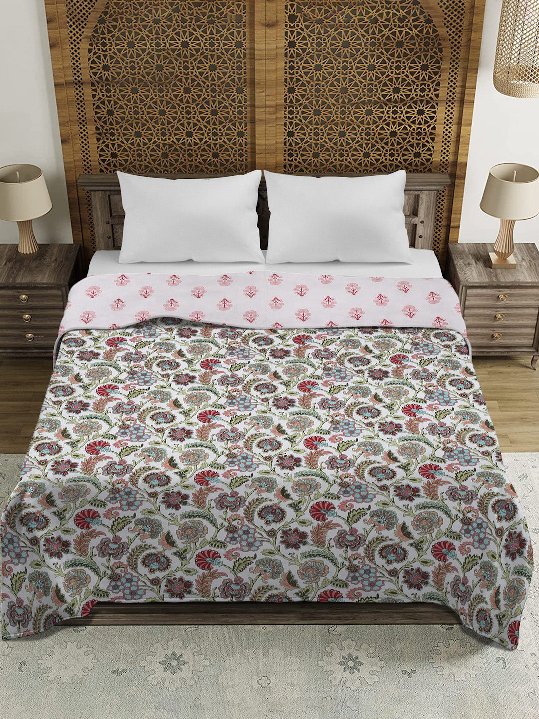 Multi Color FLoral Printed 120 GSM Revesible Cotton Double Bed AC Dohar