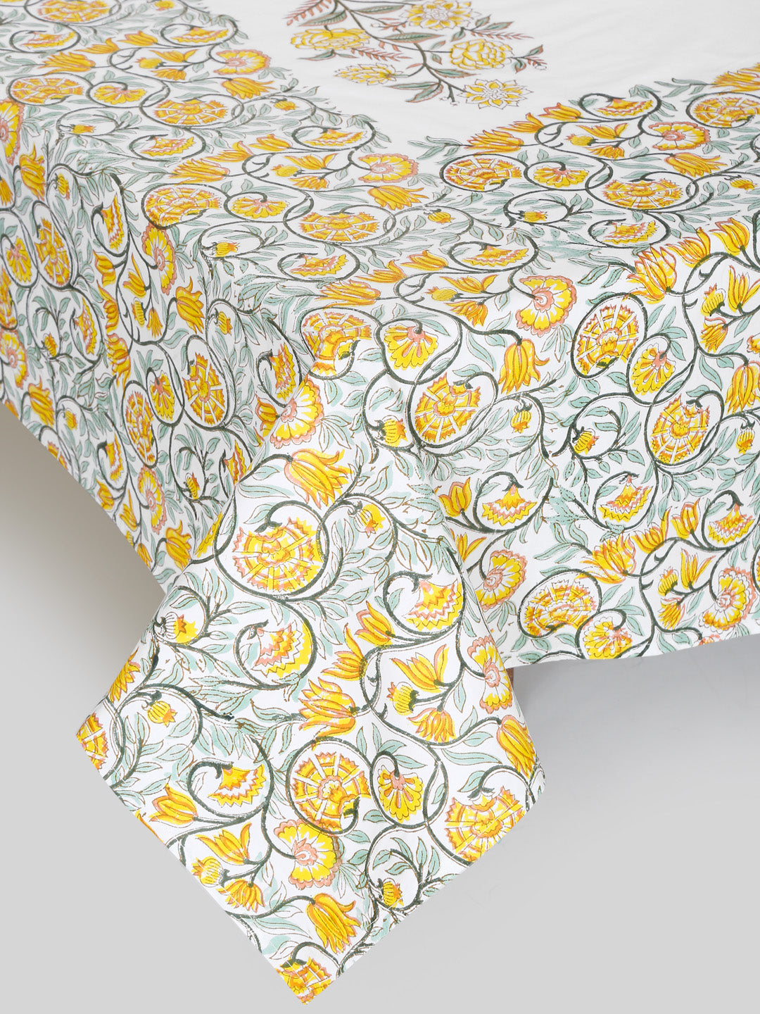 240 TC Percale Cotton Hand Block Cotton King Bedsheet with 2 Pillow Covers