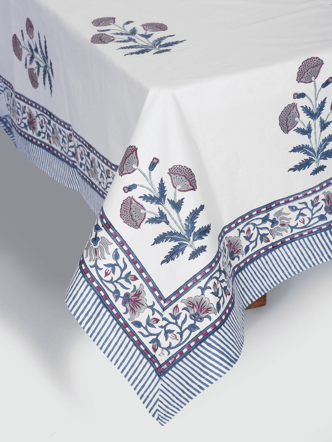 Rajasthan Decor 240 TC Percale Cotton Hand Block Cotton King Bedsheet with 2 Pillow Covers