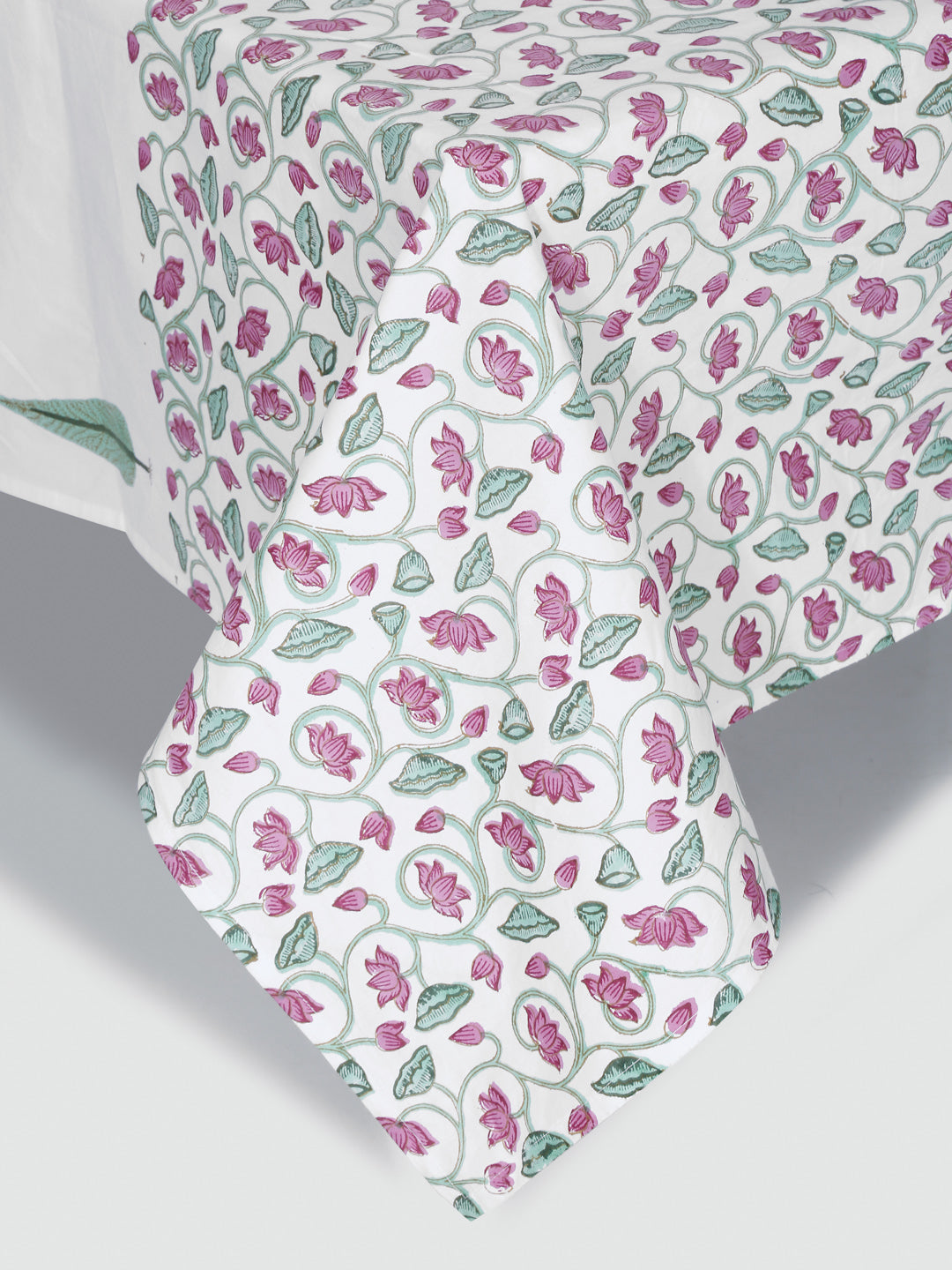Rajasthan Decor 240 TC Percale Cotton Hand Block Cotton King Bedsheet with 2 Pillow Covers