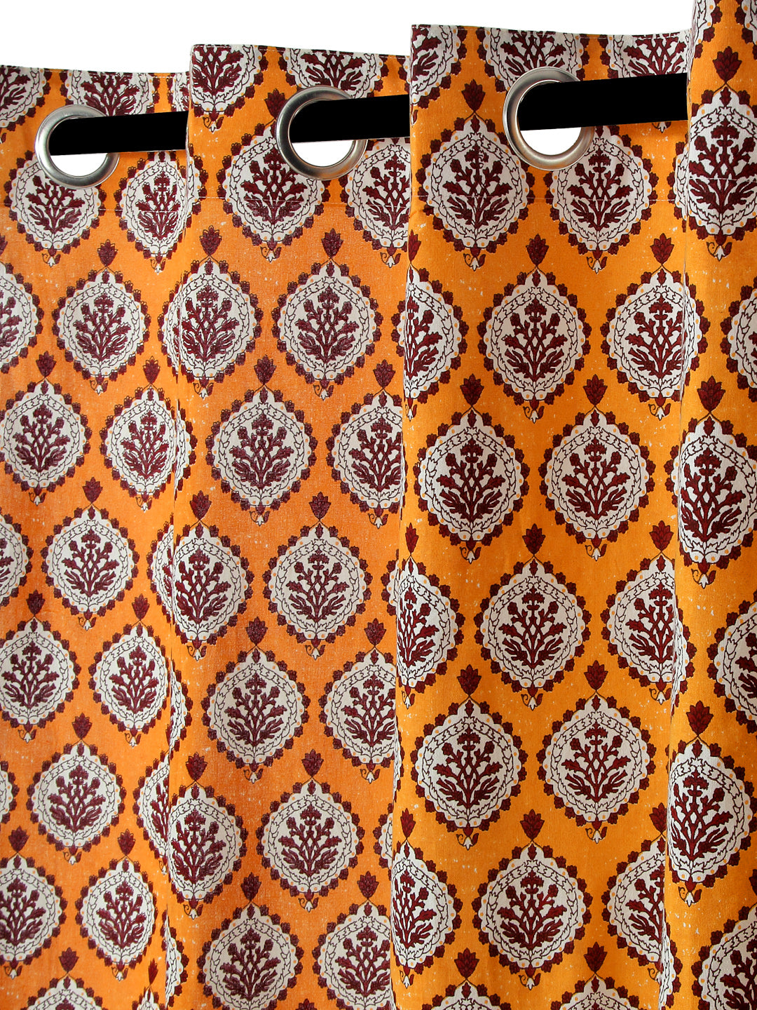 Rajsthan Décor Screen Print Cotton Floral Long Door Curtain Set of 2 (54x110 inch)