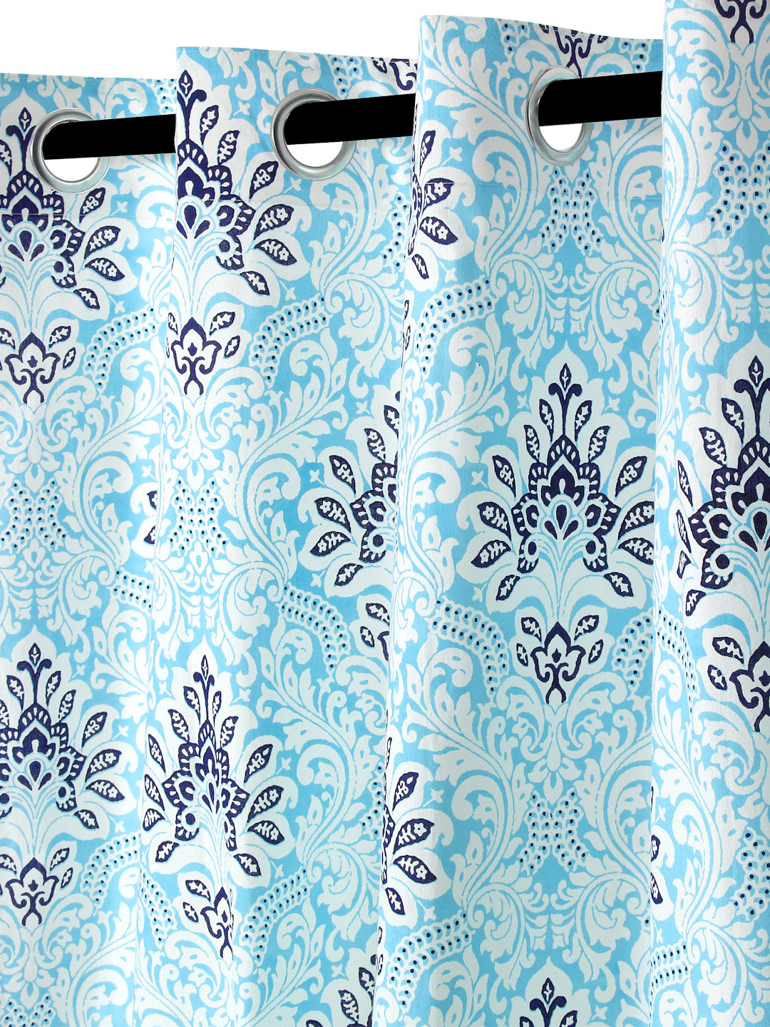 Rajsthan Décor Screen Print Cotton Floral Long Door Curtain Set of 2 (54x110 inch)