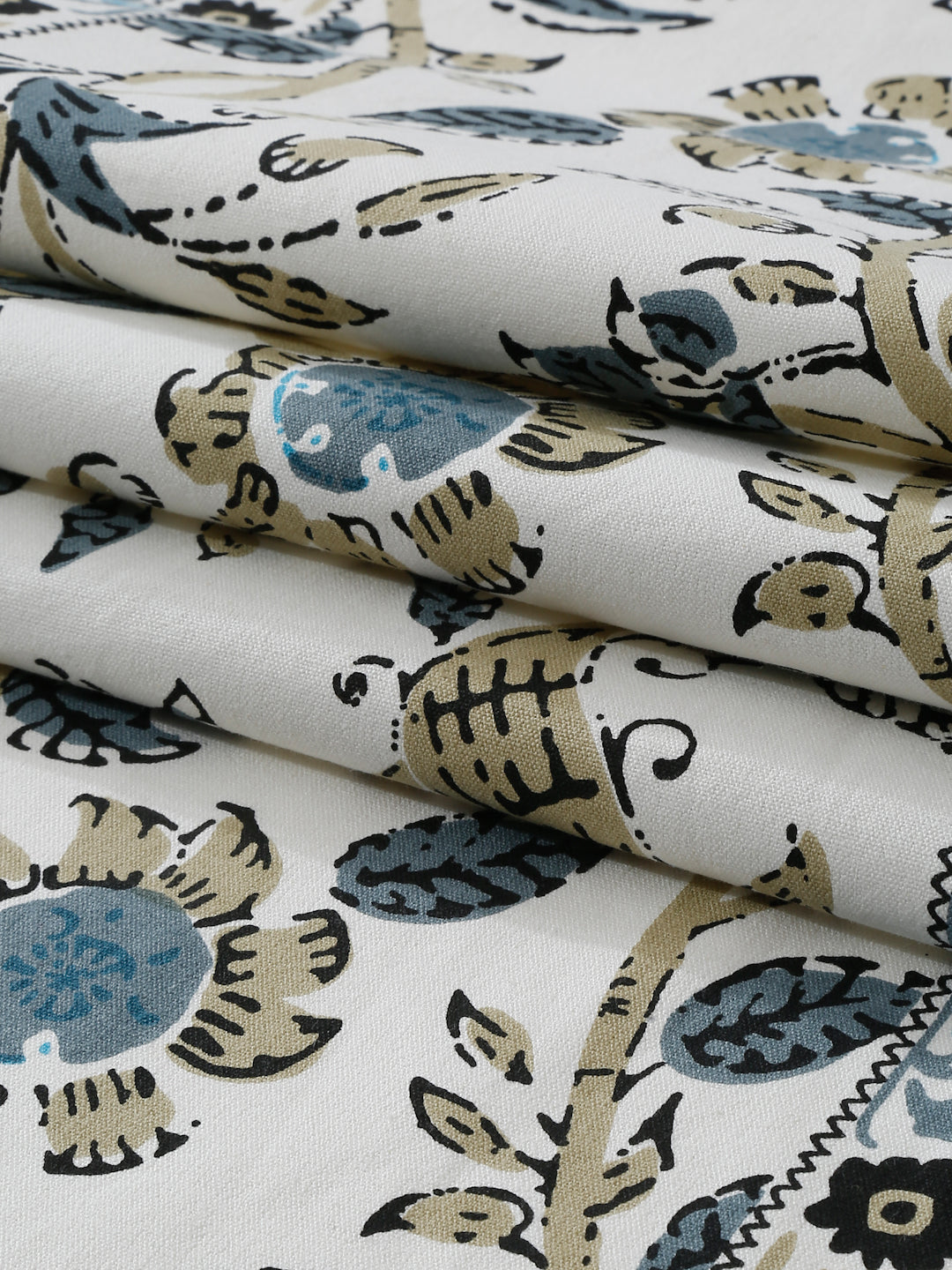 White and Green Set of 7 Cotton Printed Table Mat and Runner