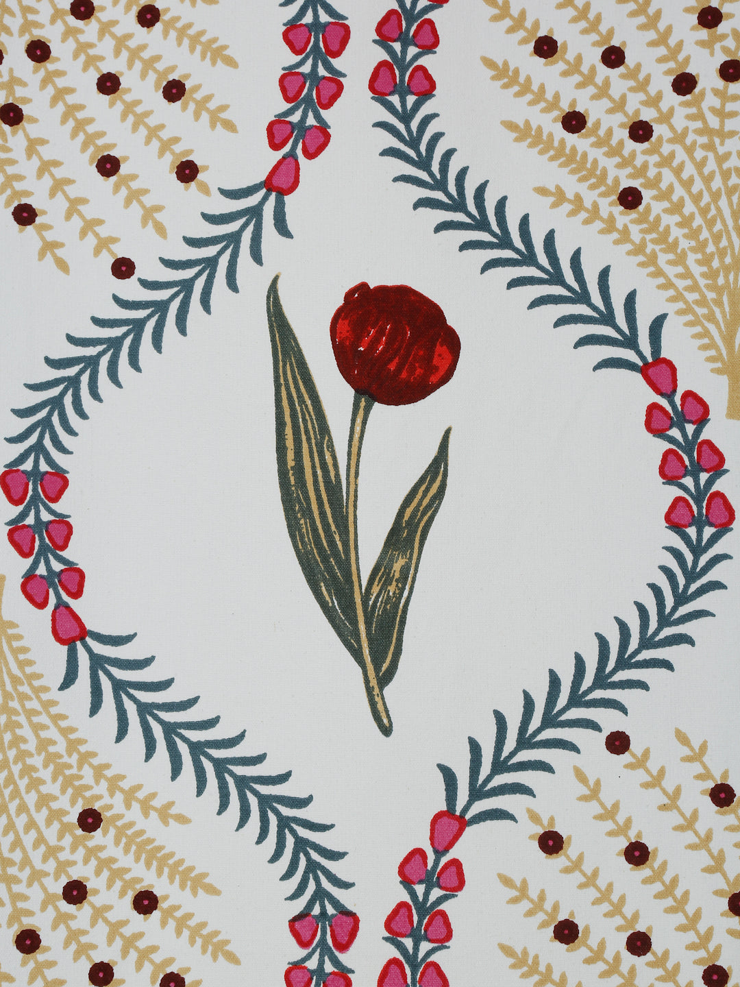 White and Yellow Set of 7 Cotton Printed Table Mat and Runner
