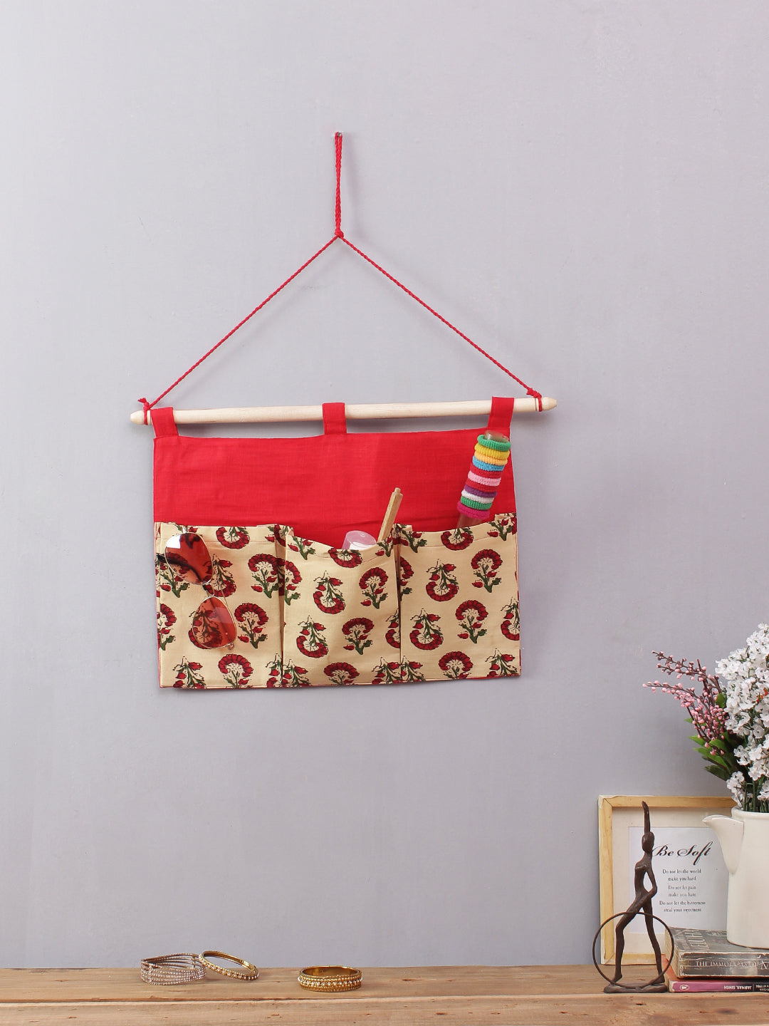 Rajasthan Décor Multipurpose 3 Pocket Wall Hanging Organizer I Space Saver