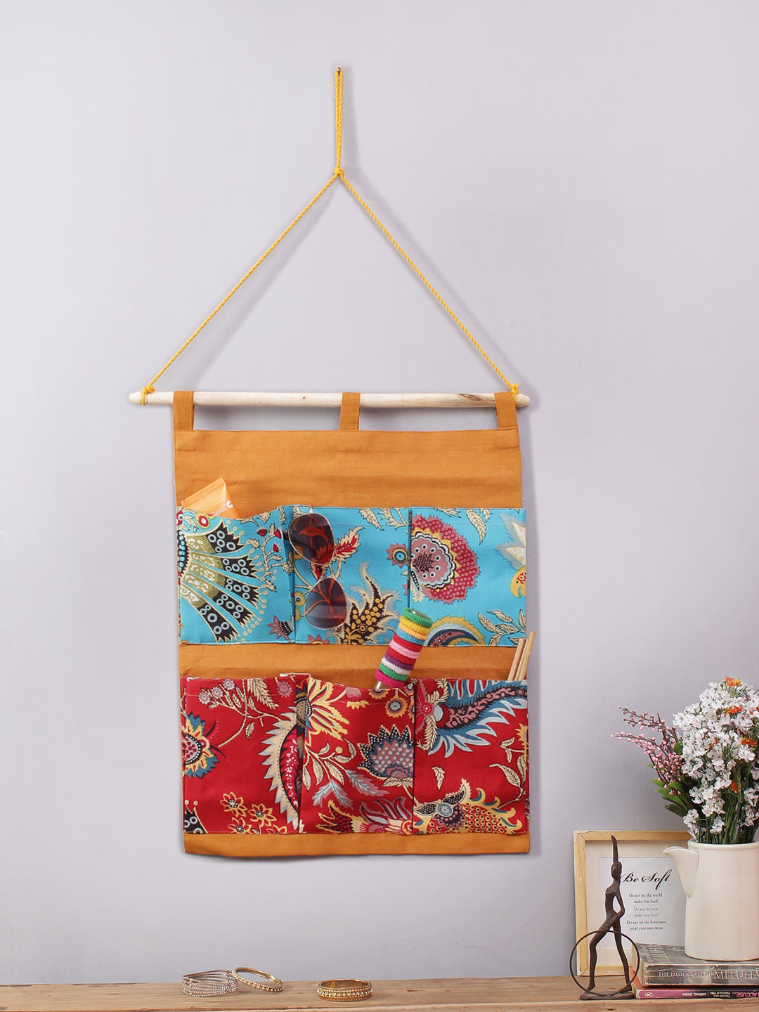 Rajasthan Décor Multipurpose 6 Pocket Wall Hanging Organizer I Space Saver