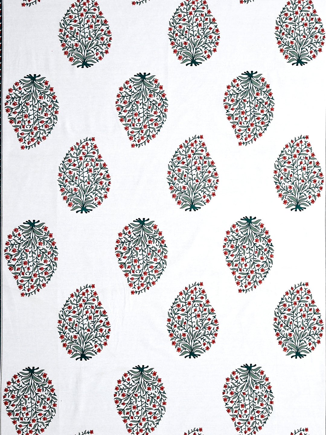 Screen Print Floral White Color Cotton Single Bedsheet with 1 Pillow Cover