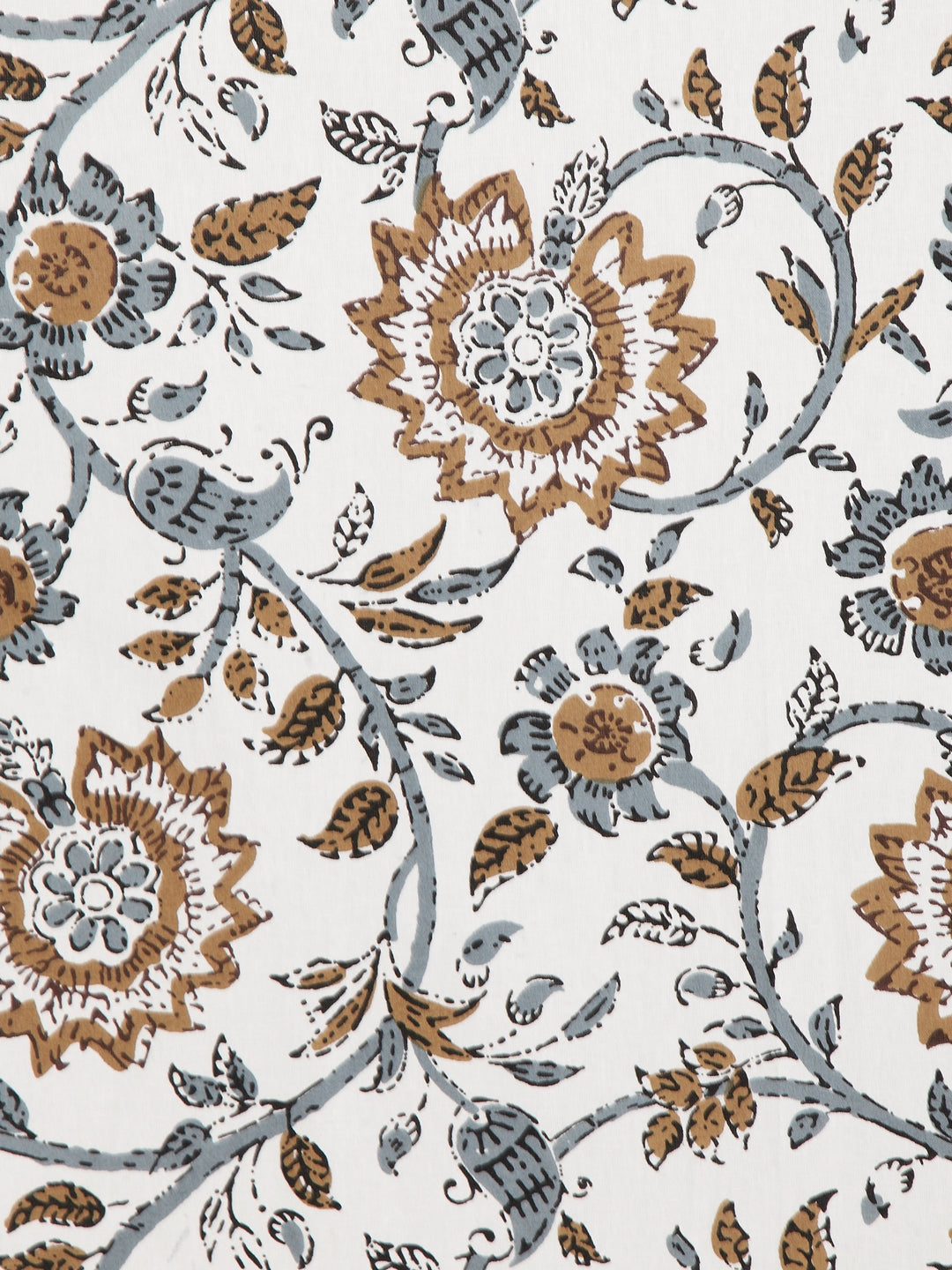 Rajasthan Decor Screen Print Jaiuri Cotton Floral Pattern Single Bedsheet with 1 Pillow Cover