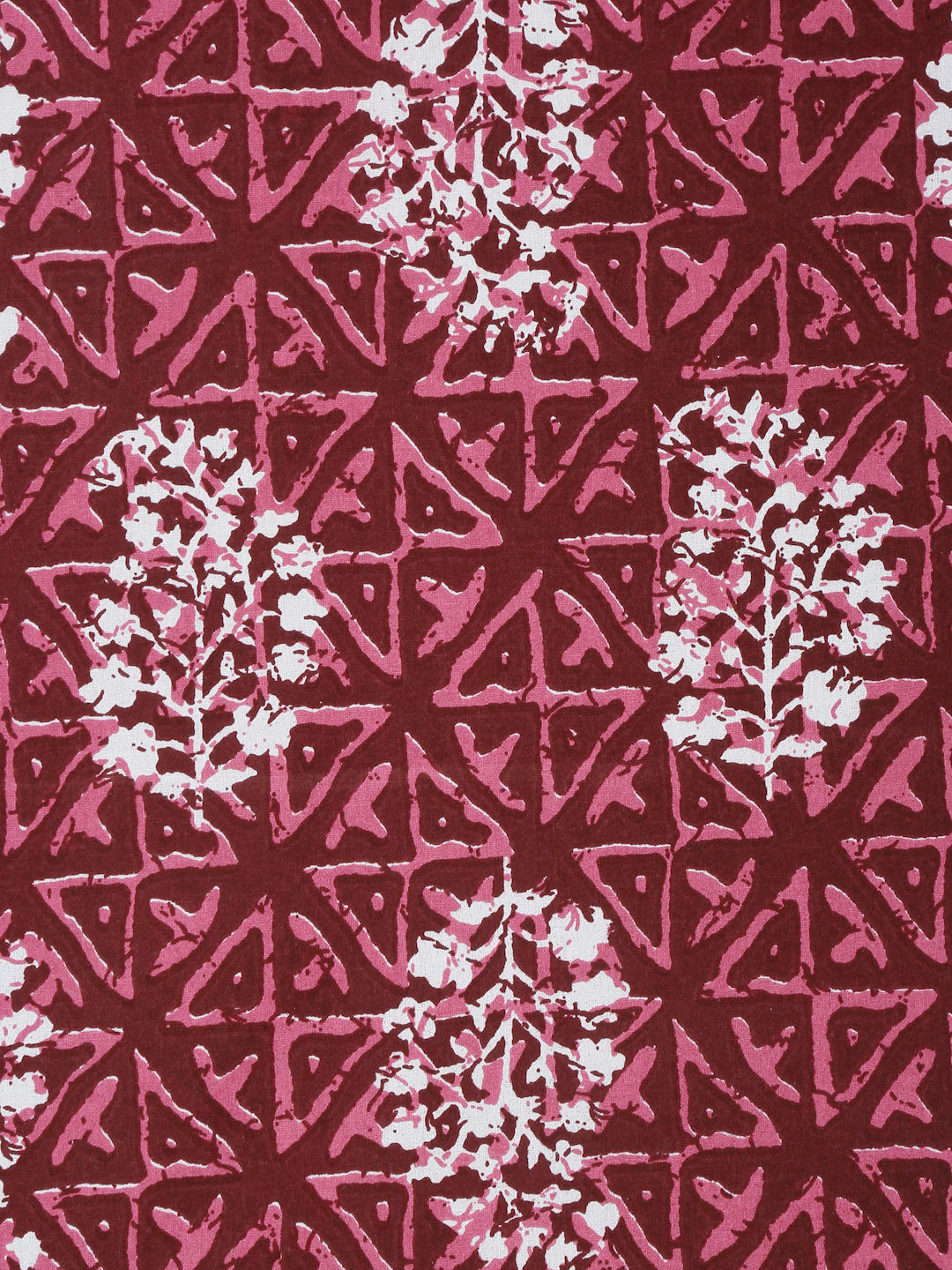 Maroon Floral Print 144 TC Cotton Single Bed Sheet with 1 Pillow Cover