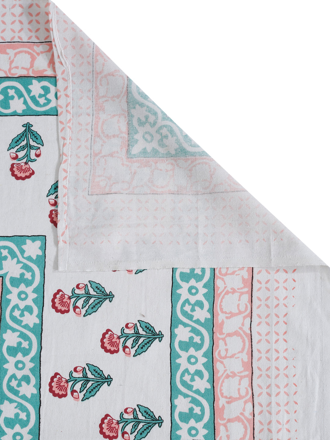 White Floral Print 144 TC Cotton Single Bed Sheet with 1 Pillow Cover