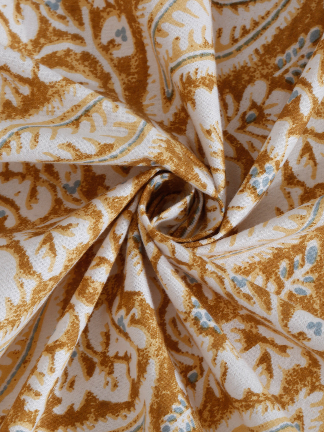 White and Mustard Floral Print 144 TC Cotton Single Bed Sheet with 1 Pillow Cover