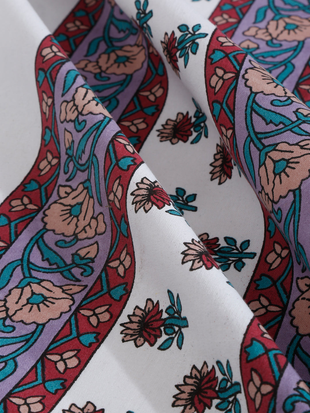 White and Indigo Ethnic Motif Print 144 TC Cotton Single Bed Sheet with 1 Pillow Cover