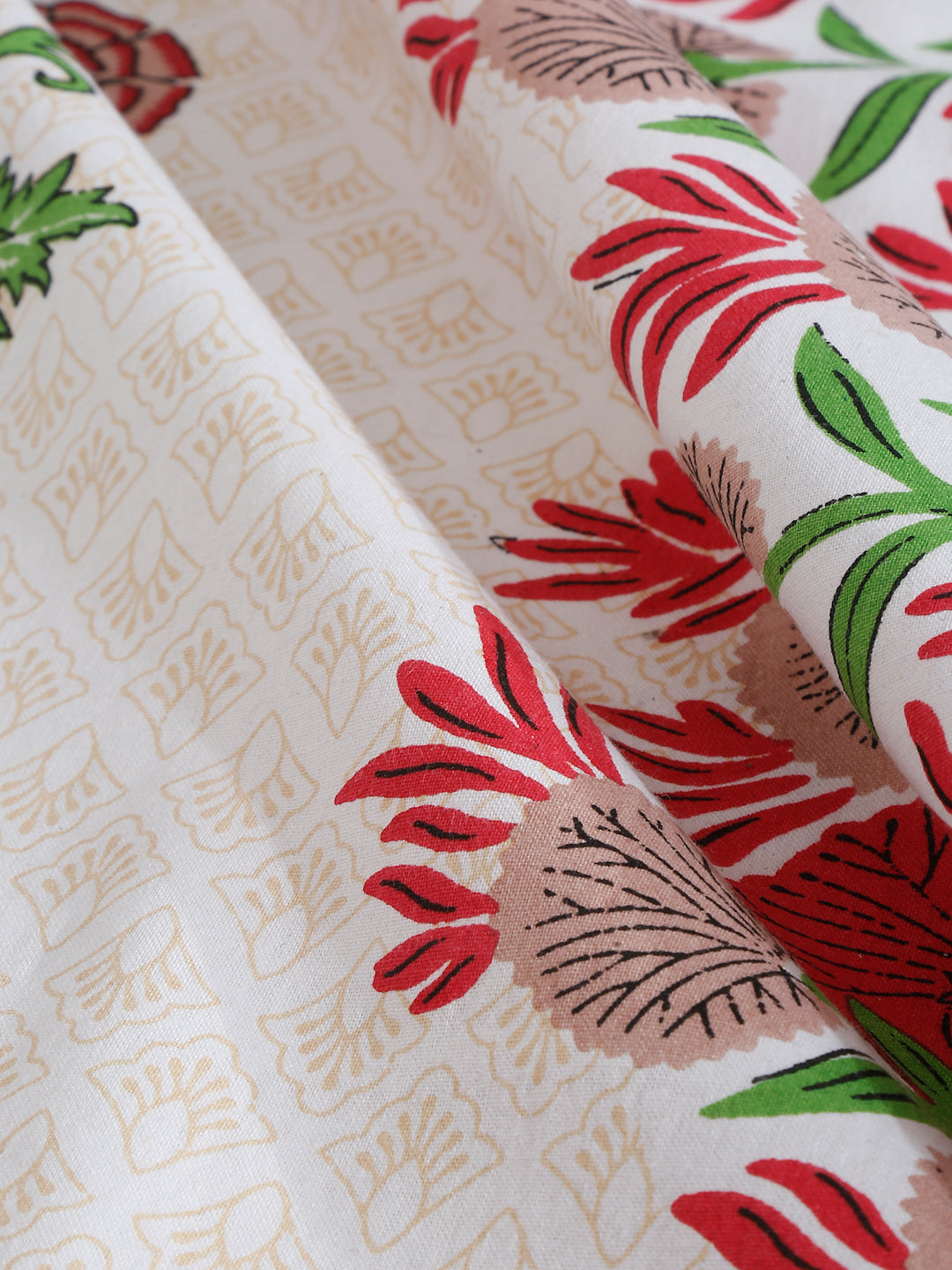 Mulit Colored Ethnic Motif Print 144 TC Cotton Single Bed Sheet with 1 Pillow Cover